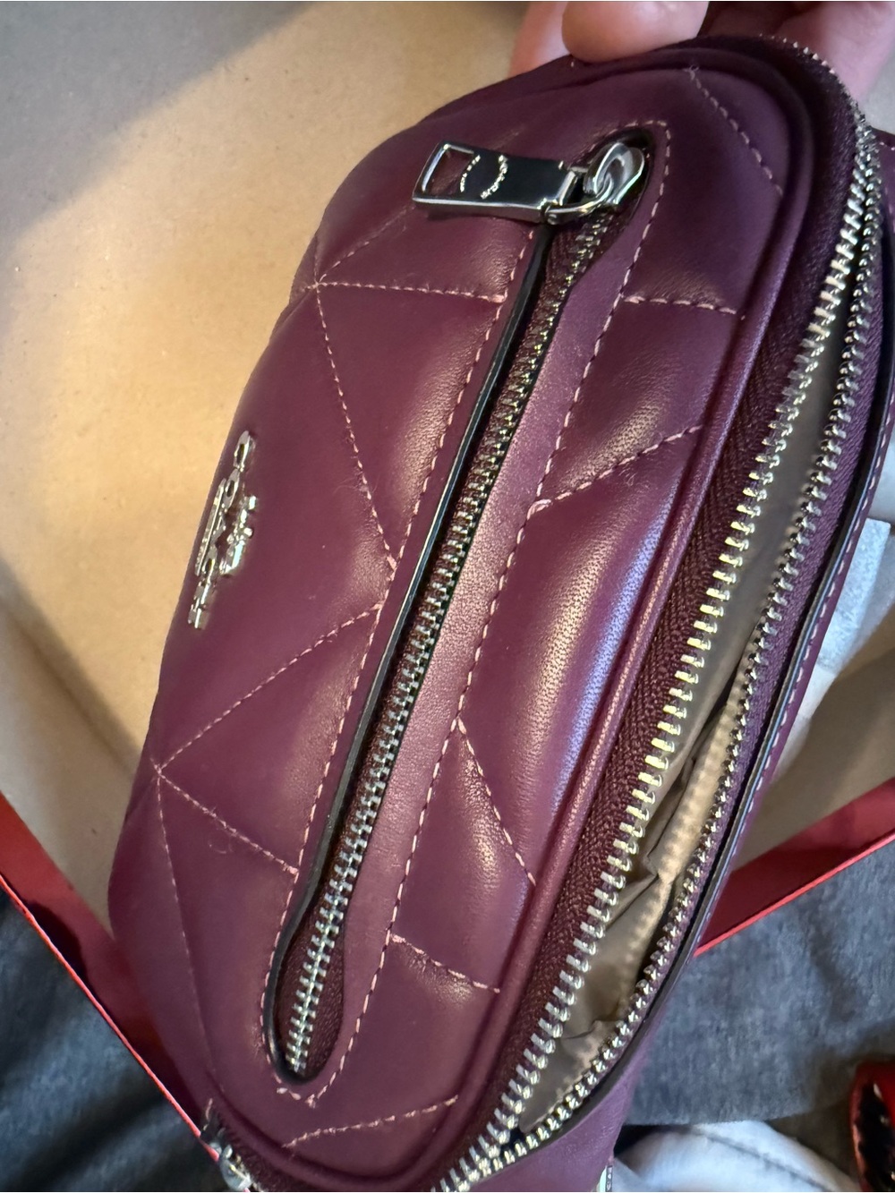 Coach Quilted Leather Crossbody Camera Bag in Plum - Picture 3 of 6
